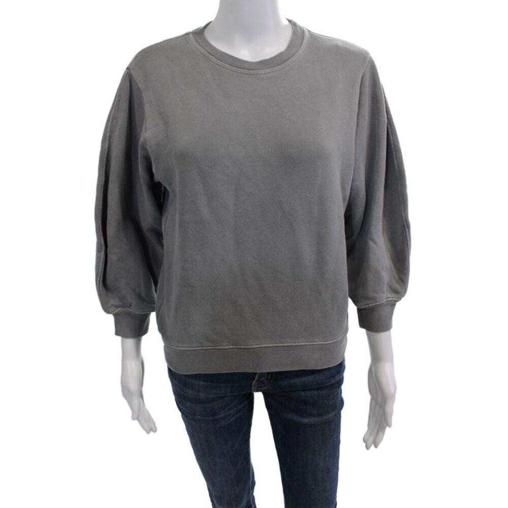 Agolde Womens Pullover Sweatshirt Gray Crew Neck 3/4 Sleeve 100% Cotton Size XS